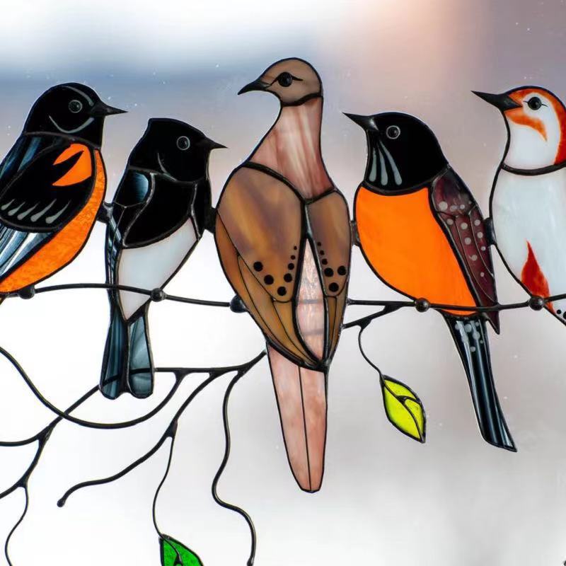 Stijlvolle Raamhanger Glas-in-Lood Vogel Decoratie