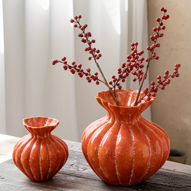 Oranje Pompoen Vaas – Keramische Herfst Decoratie