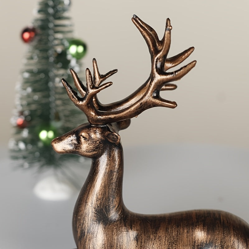 Bronzen Herten Beelden Set – Decoratie voor Huis & Feestdagen