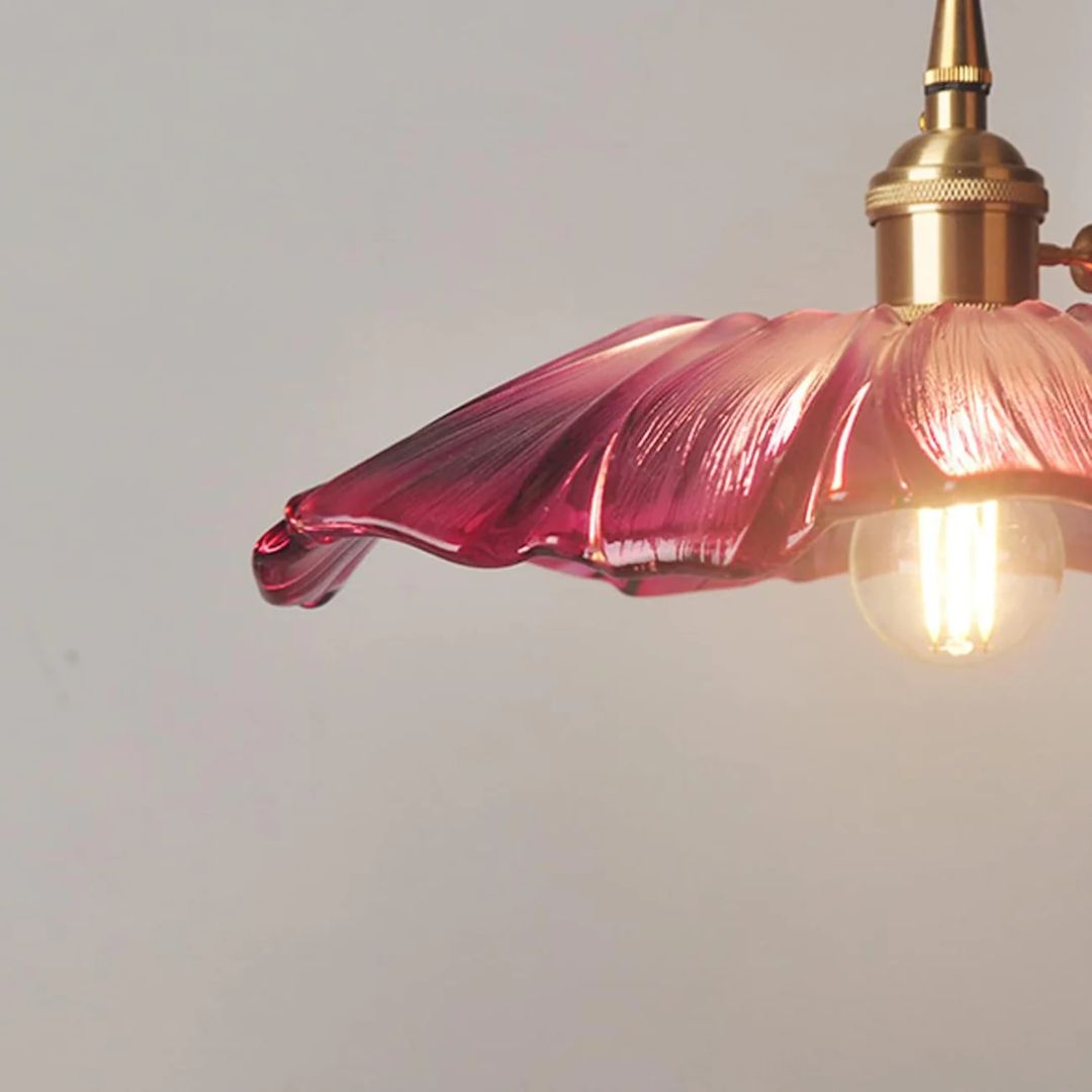 Bloemvorm Hanglamp – Glazen Vintage Plafondlamp