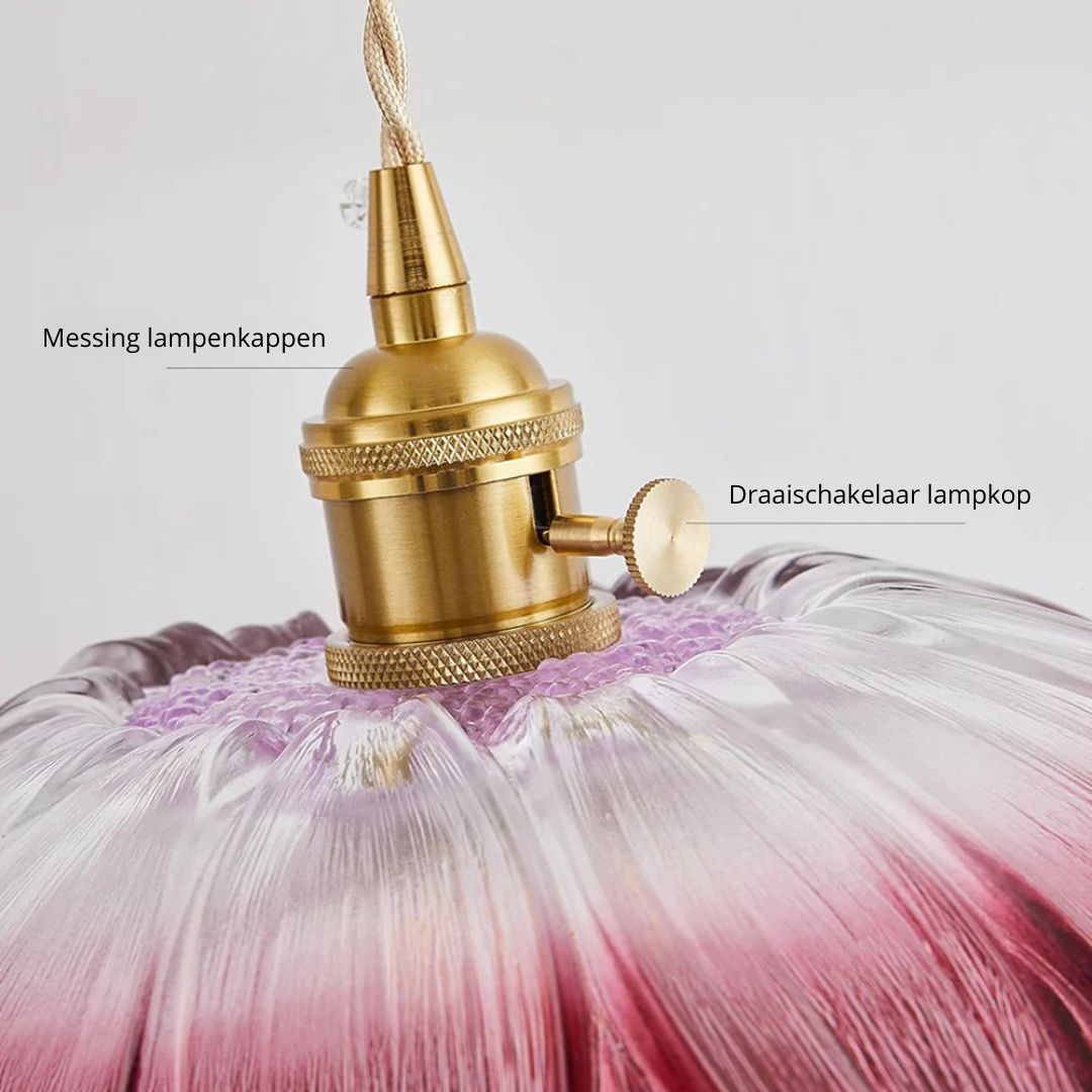 Bloemvorm Hanglamp – Glazen Vintage Plafondlamp