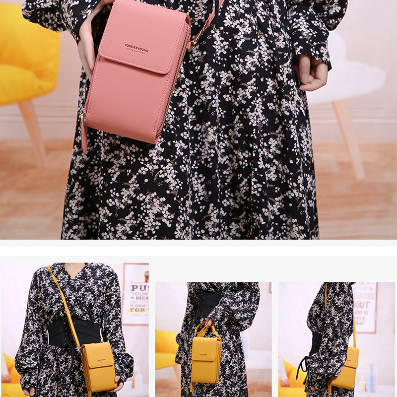 Dames Crossbody Telefoontas – Portemonnee & Schoudertas met Touchscreen Vak