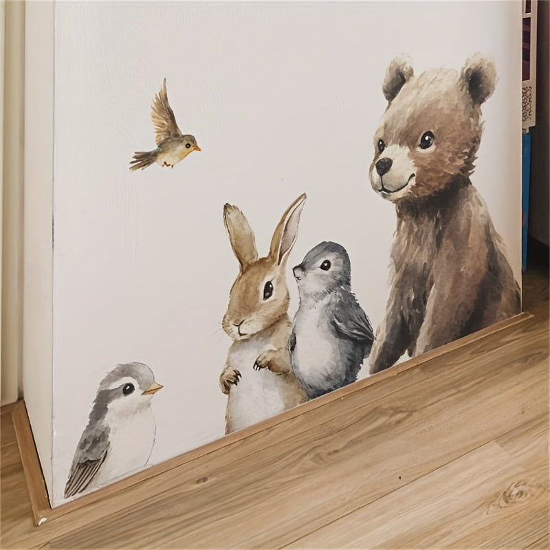 Beer & Vriendjes Muursticker – Schattige Aquarel Stijl voor Kinderkamer
