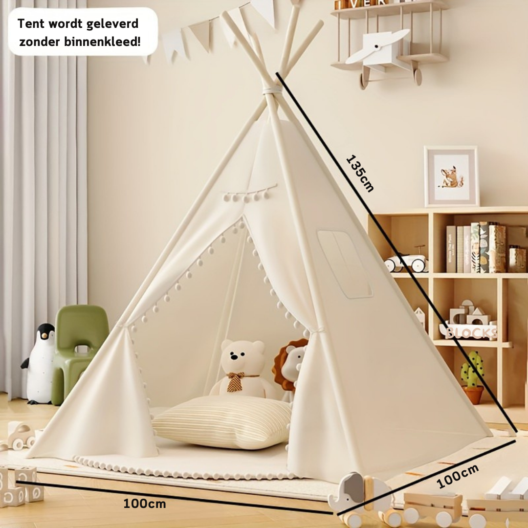 Kinder Tipi Speeltent – Opvouwbare Speelhuis Voor Binnen & Buiten