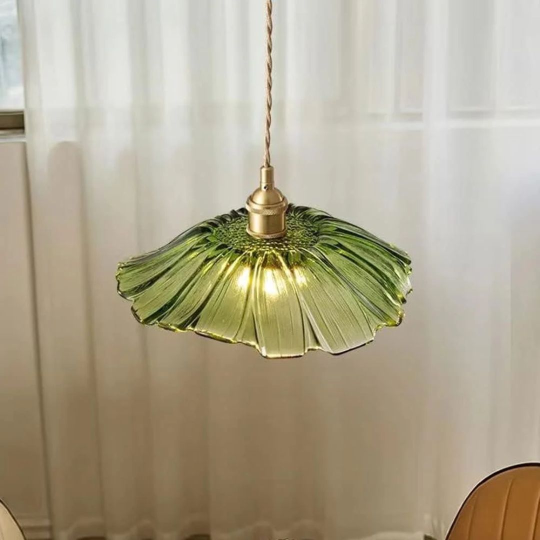Bloemvorm Hanglamp – Glazen Vintage Plafondlamp