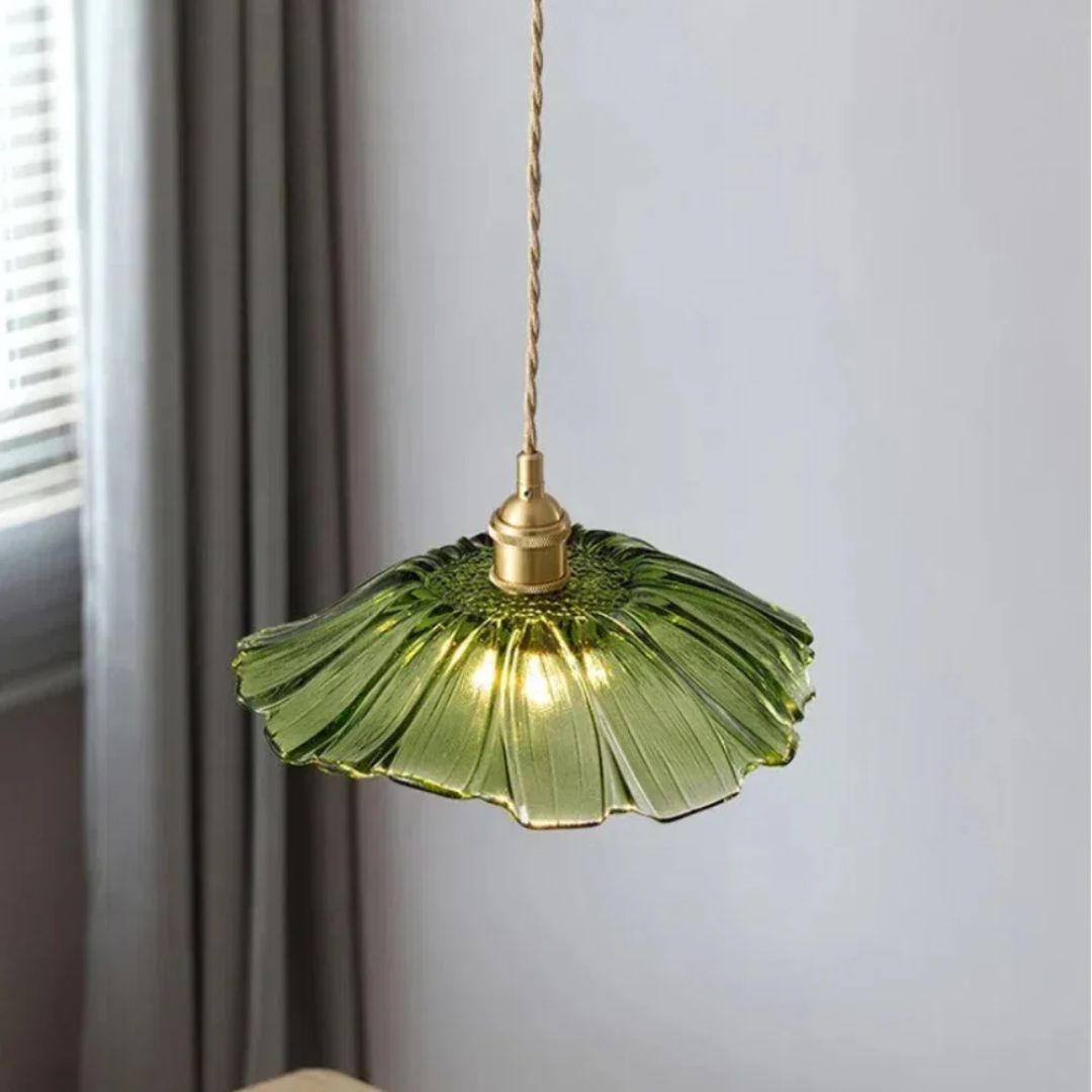 Bloemvorm Hanglamp – Glazen Vintage Plafondlamp