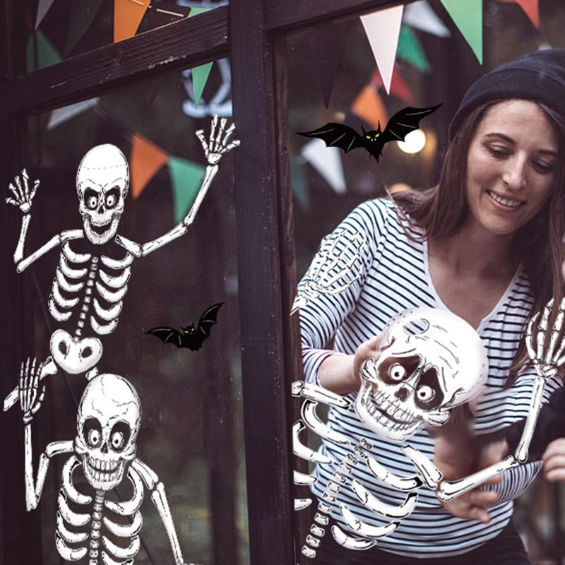 Halloween Raamstickers – Skeletten, Spoken & Vleermuizen voor Griezelige Decoratie