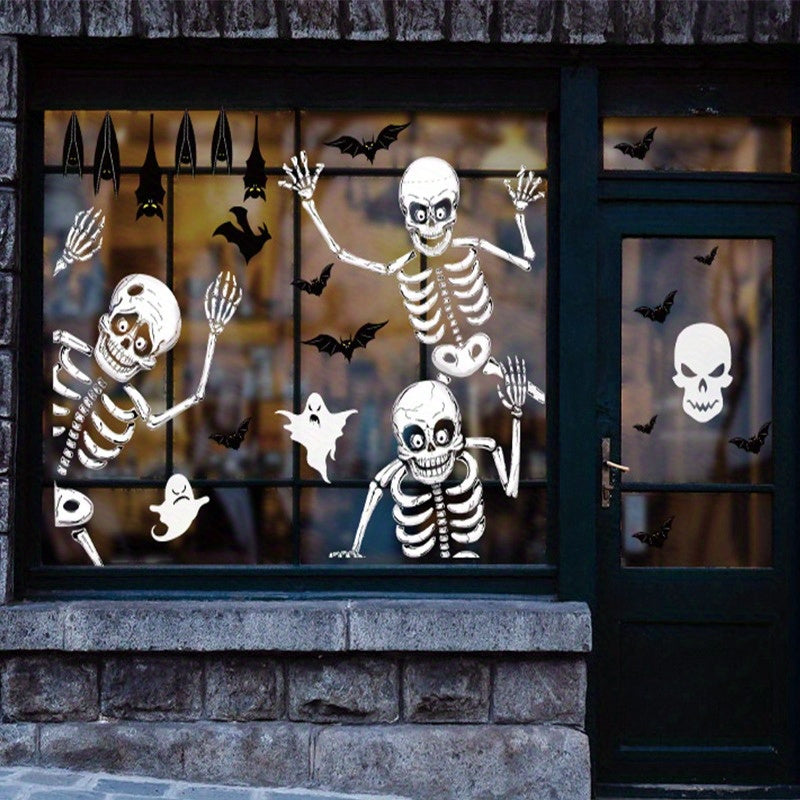 Halloween Raamstickers – Skeletten, Spoken & Vleermuizen voor Griezelige Decoratie