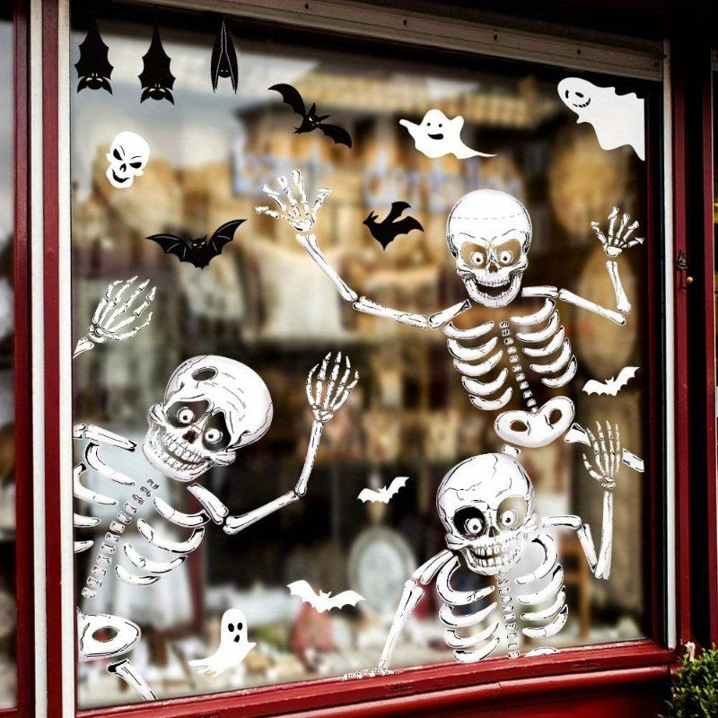 Halloween Raamstickers – Skeletten, Spoken & Vleermuizen voor Griezelige Decoratie