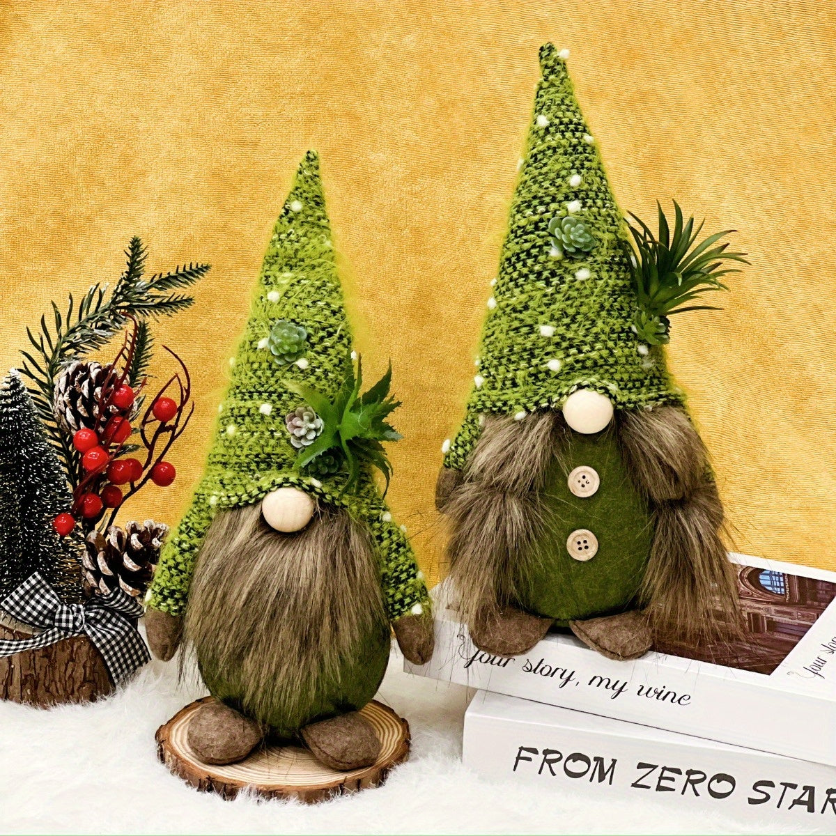 2-Pack Kerst Gnoom - Groene Dwerg Kerstfiguur