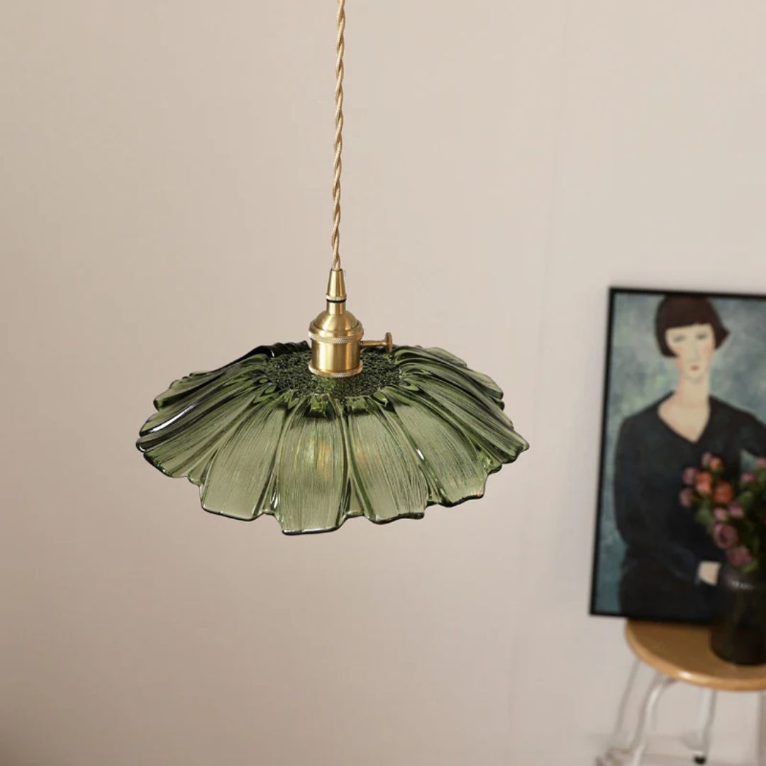 Bloemvorm Hanglamp – Glazen Vintage Plafondlamp
