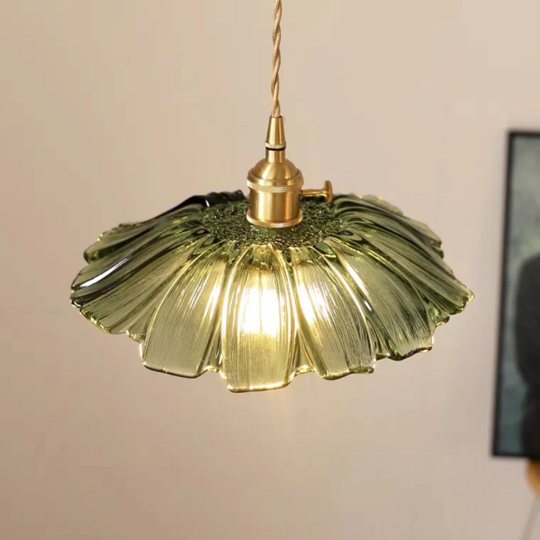 Bloemvorm Hanglamp – Glazen Vintage Plafondlamp