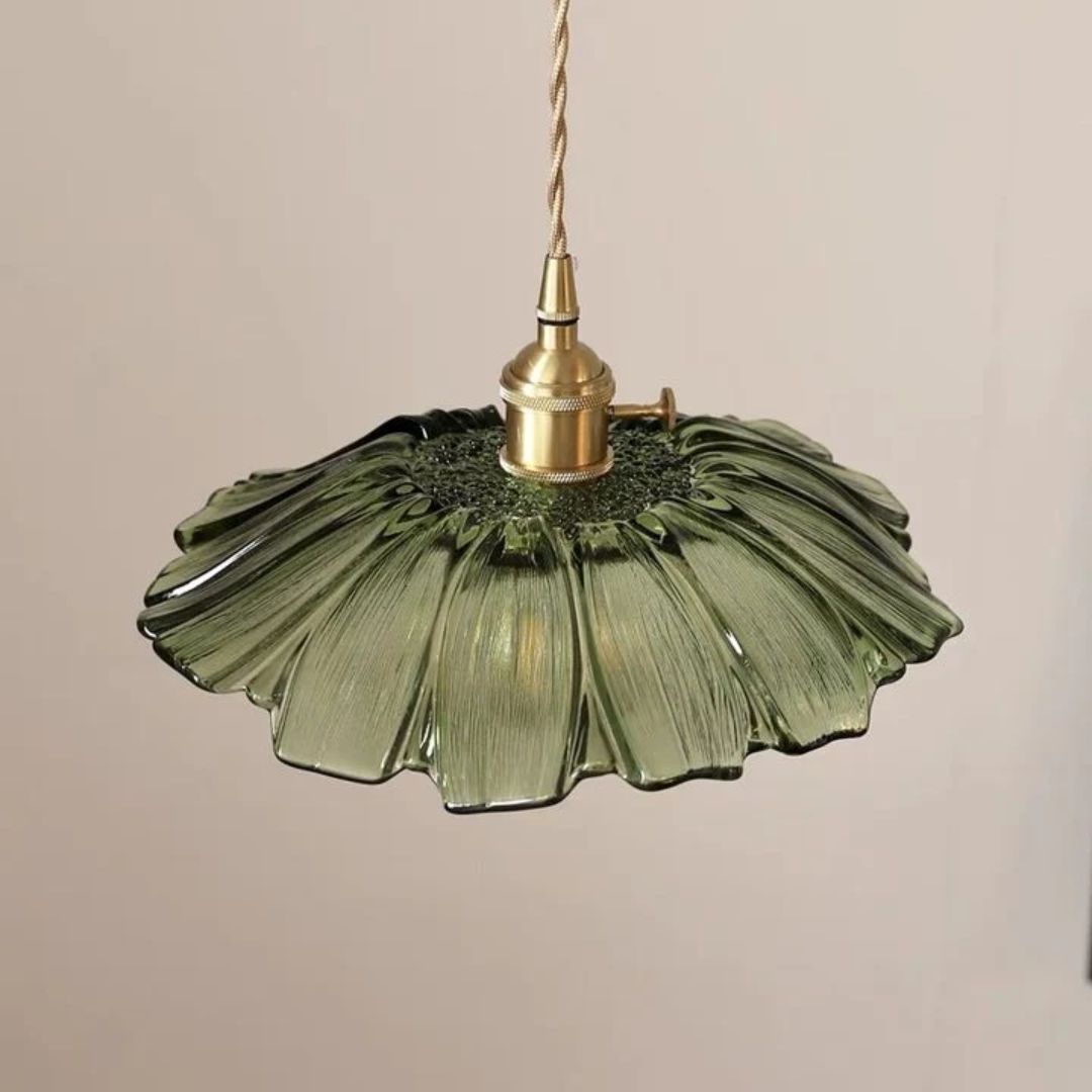 Bloemvorm Hanglamp – Glazen Vintage Plafondlamp