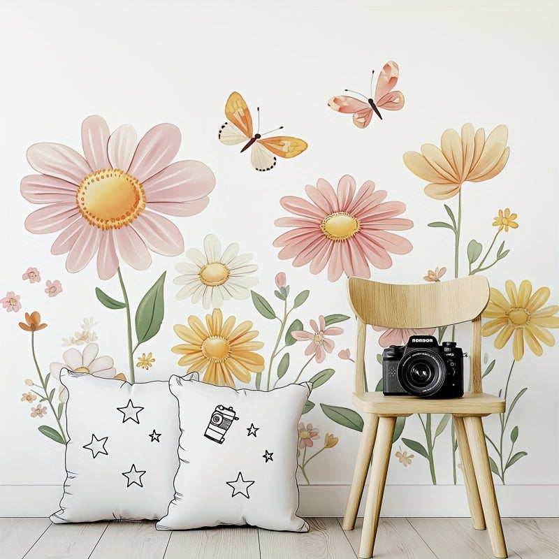 Pastel Bloemen Muurstickers – Zelfklevend & Verwijderbaar