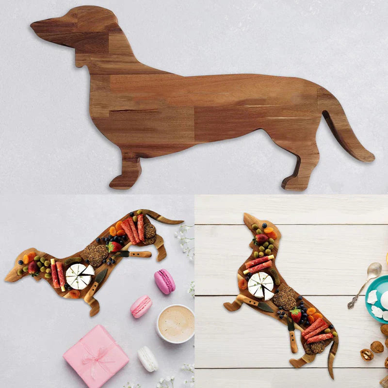 Houten Borrelplank Hond – Unieke Teckel Serveerplank voor Liefhebbers