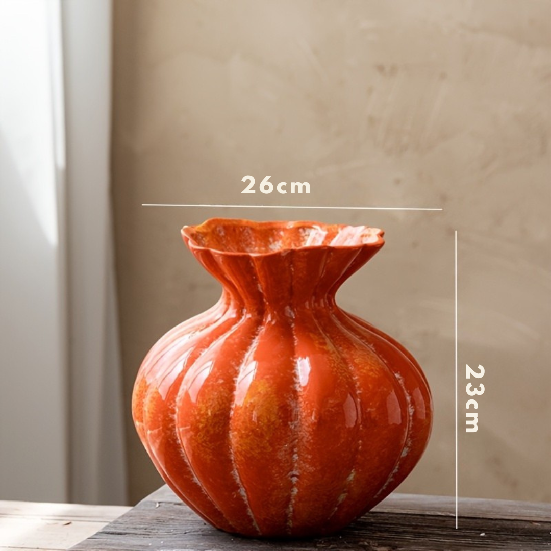 Oranje Pompoen Vaas – Keramische Herfst Decoratie
