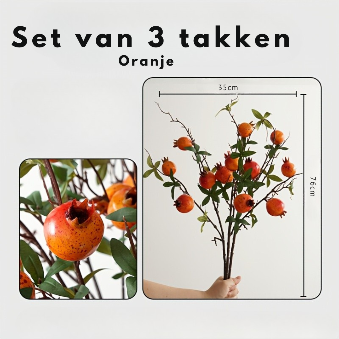 Granaatappel Kunstbloemen – Decoratieve Takken voor Vaas