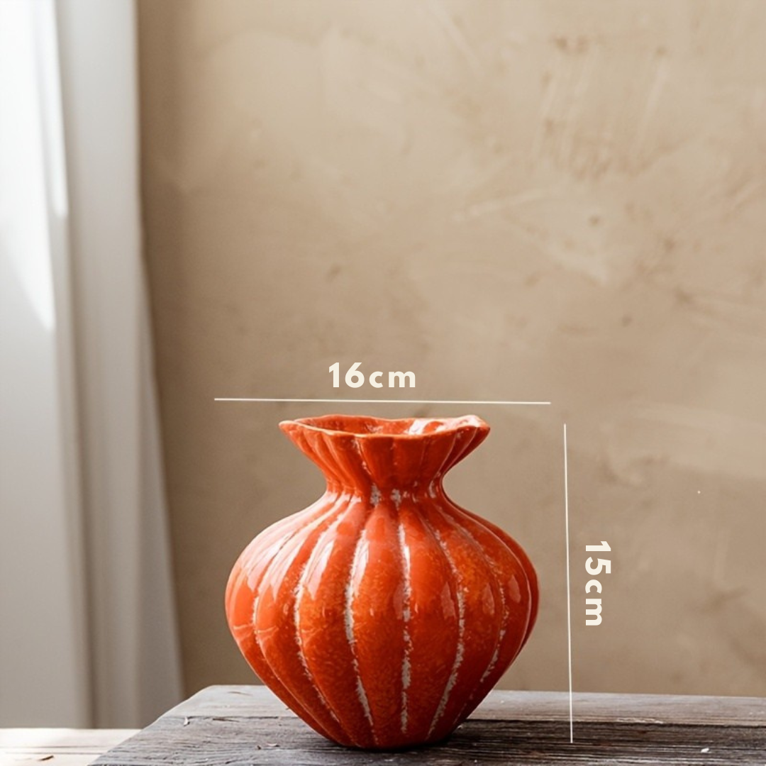 Oranje Pompoen Vaas – Keramische Herfst Decoratie