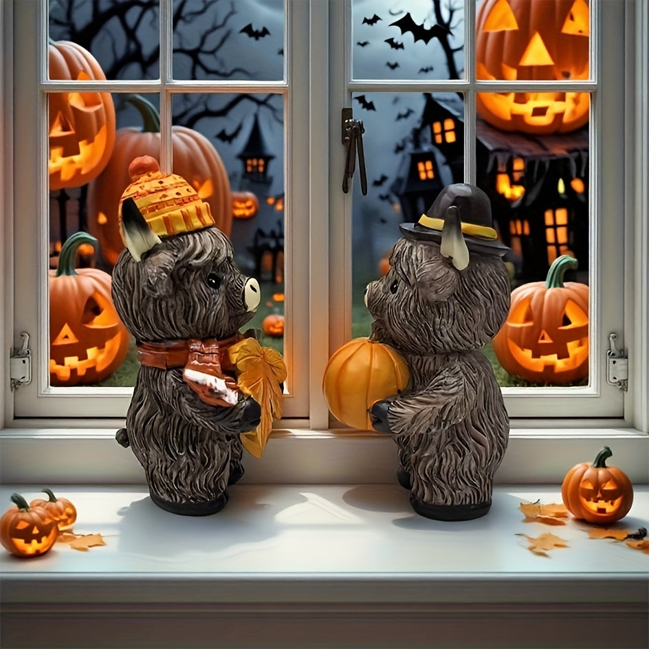Herfst Decoratie – Set van 2 Koe Beeldjes