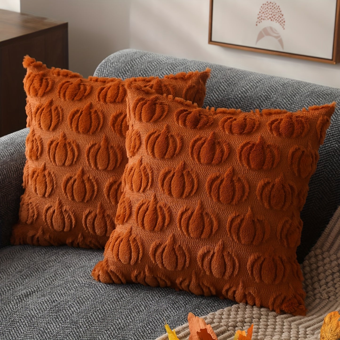 Pompoen Kussenhoezen – Set van 2 Decoratieve Hoezen Herfst