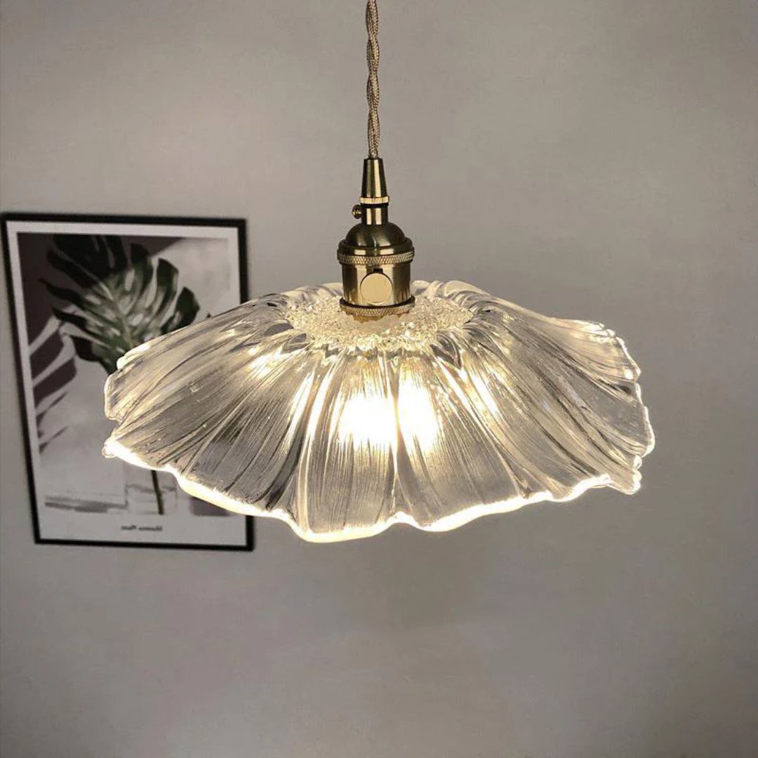 Bloemvorm Hanglamp – Glazen Vintage Plafondlamp