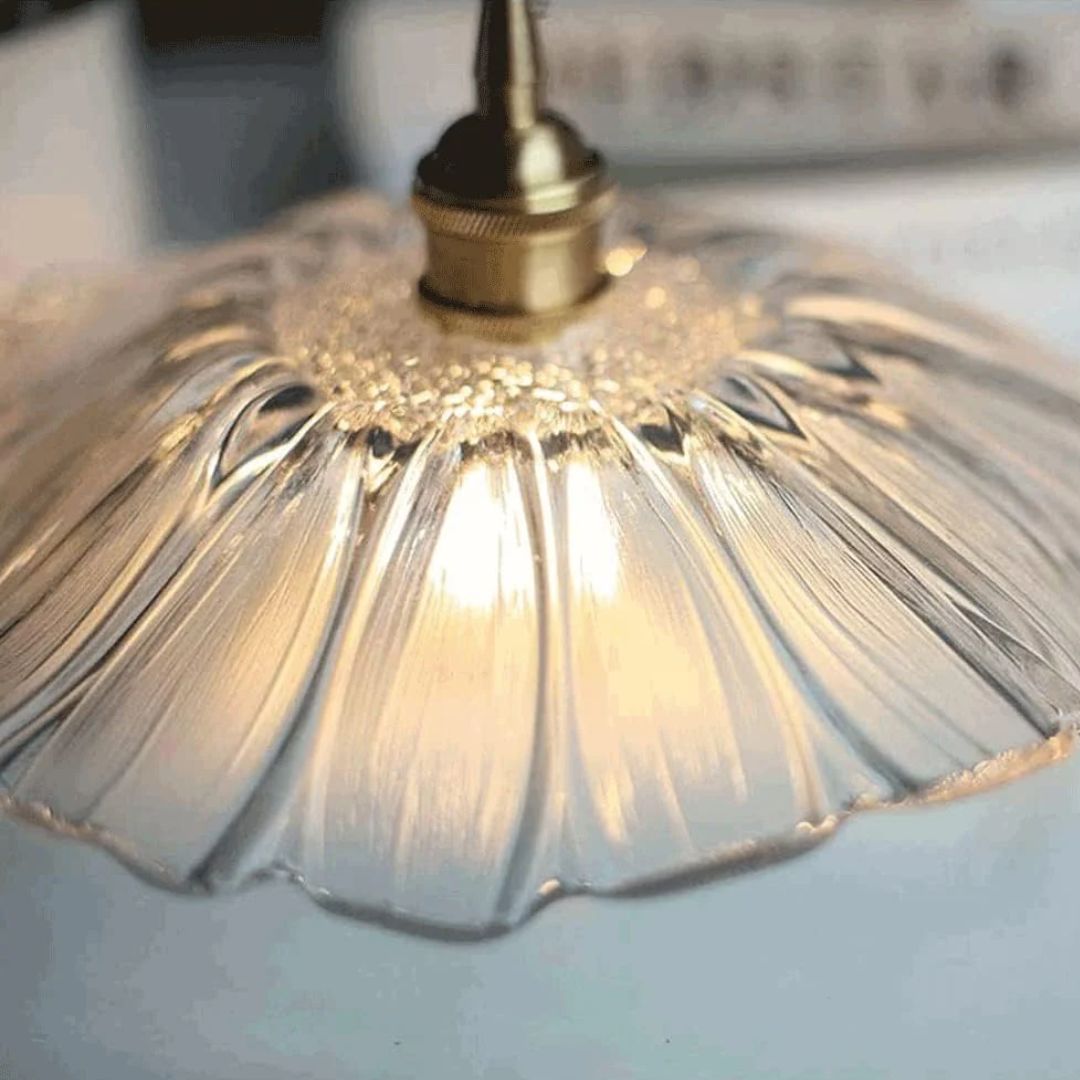 Bloemvorm Hanglamp – Glazen Vintage Plafondlamp