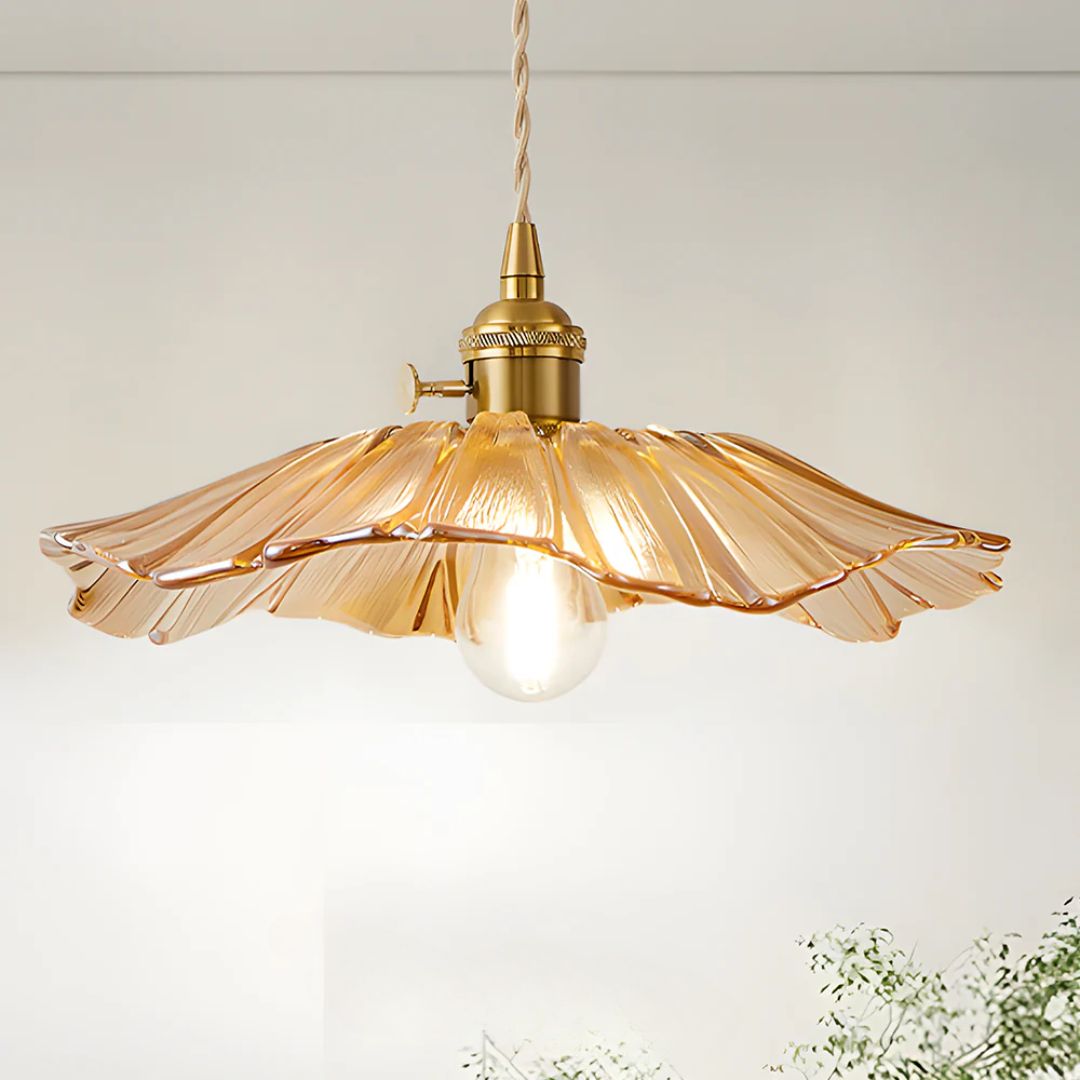 Bloemvorm Hanglamp – Glazen Vintage Plafondlamp