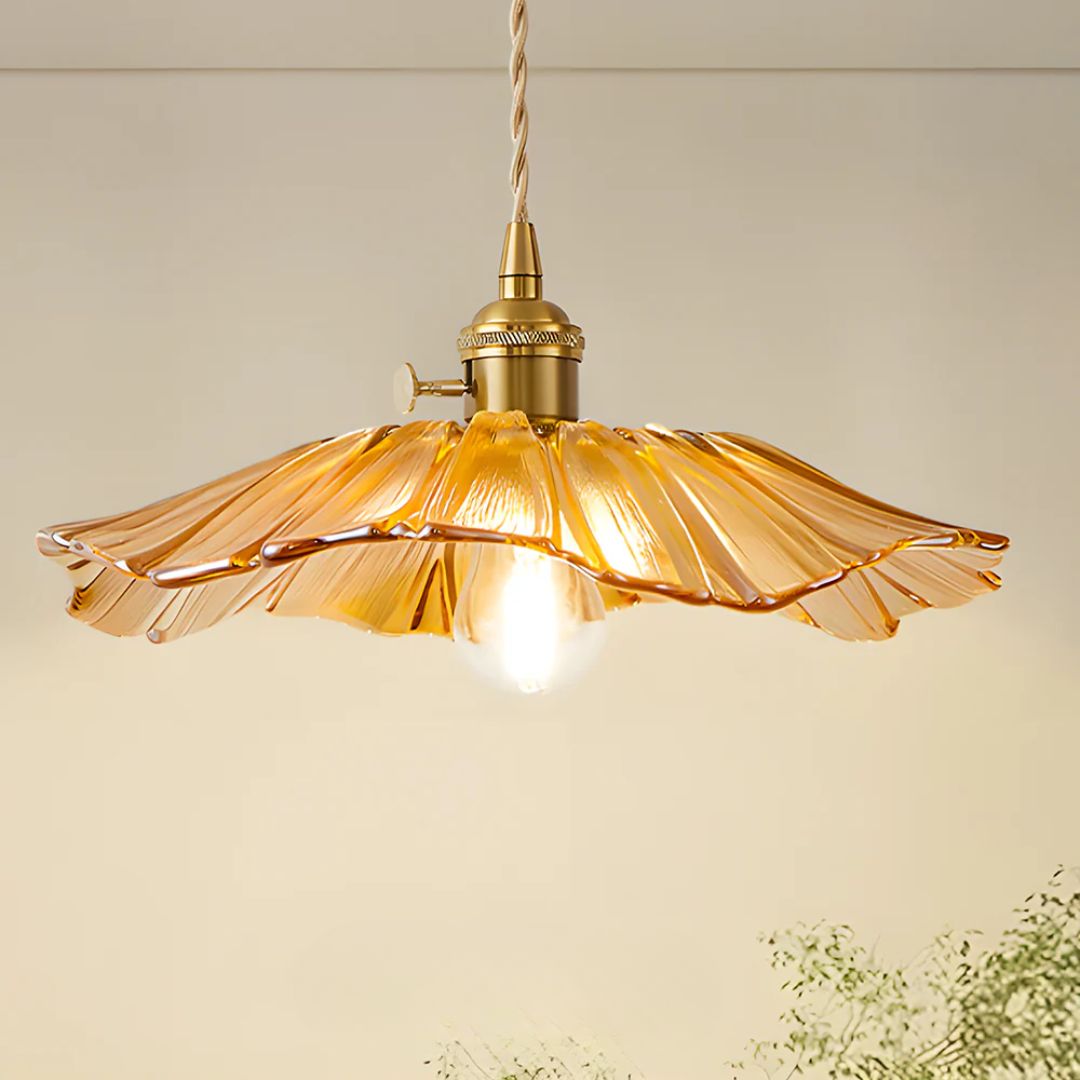 Bloemvorm Hanglamp – Glazen Vintage Plafondlamp