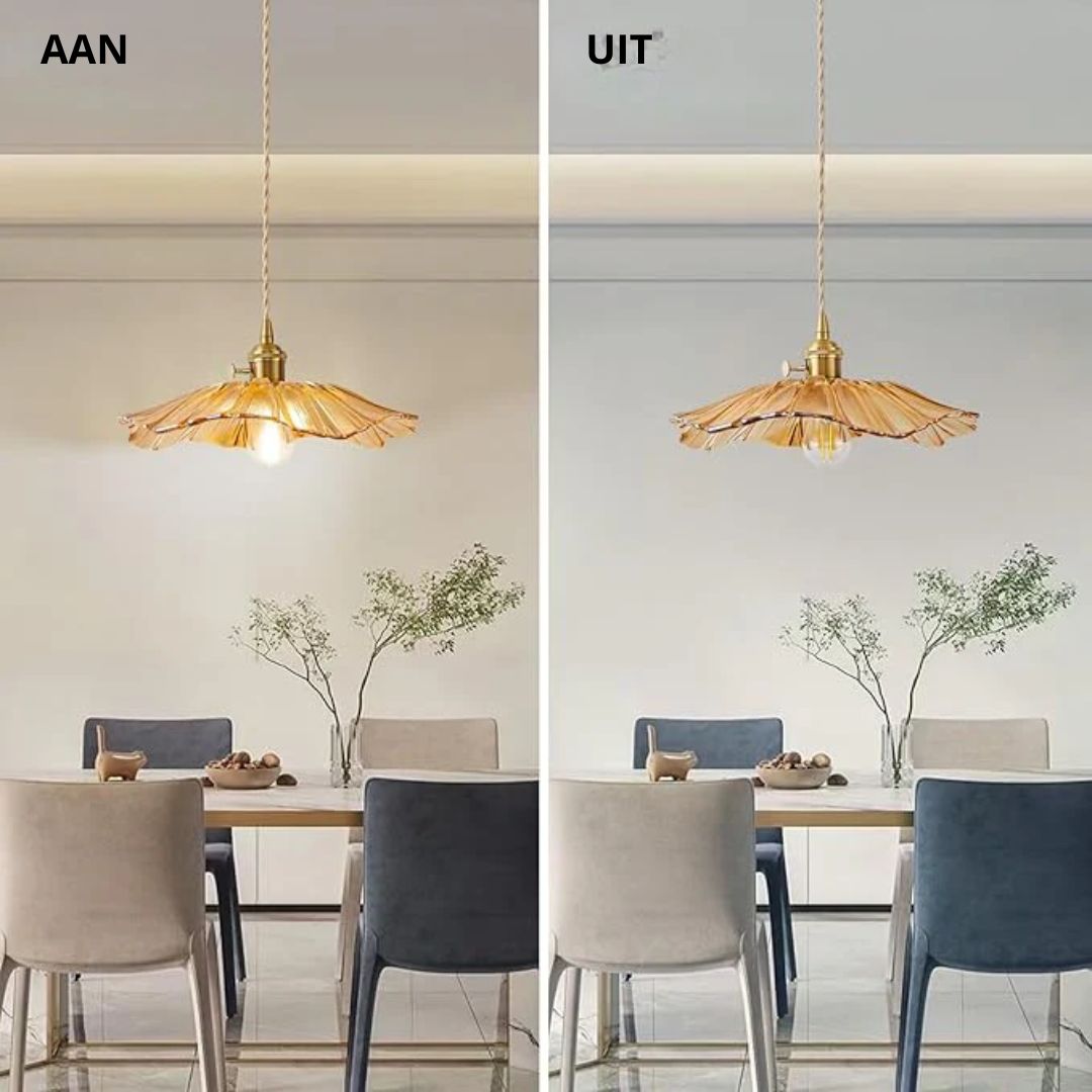 Bloemvorm Hanglamp – Glazen Vintage Plafondlamp