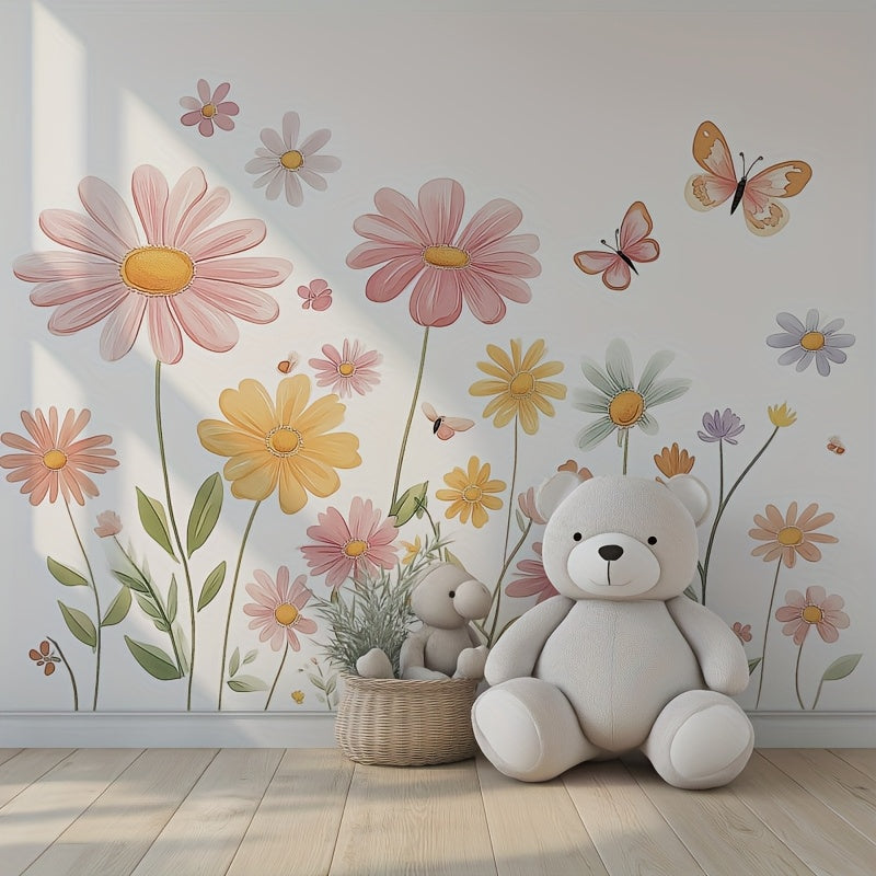 Pastel Bloemen Muurstickers – Zelfklevend & Verwijderbaar