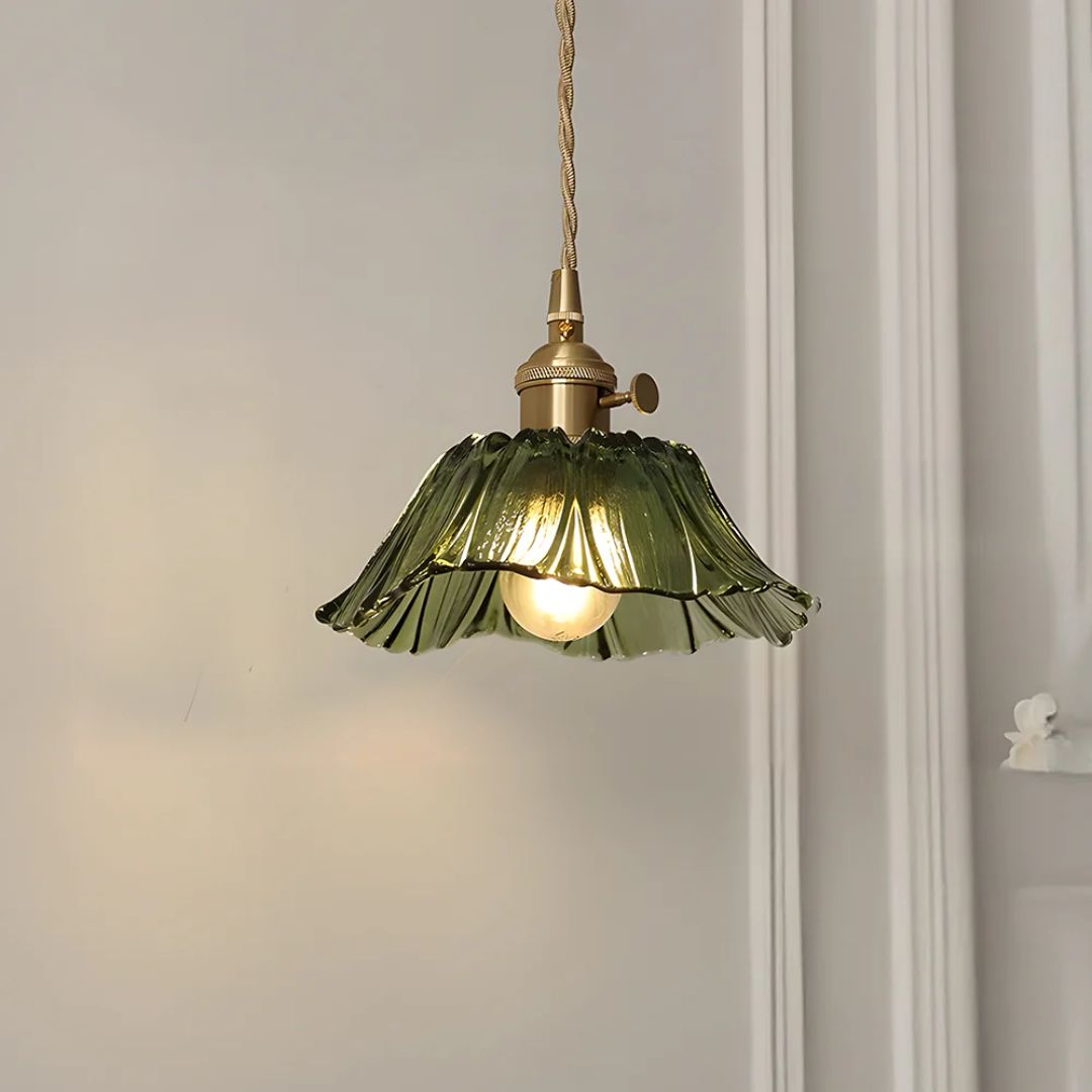 Bloemvorm Hanglamp – Glazen Vintage Plafondlamp