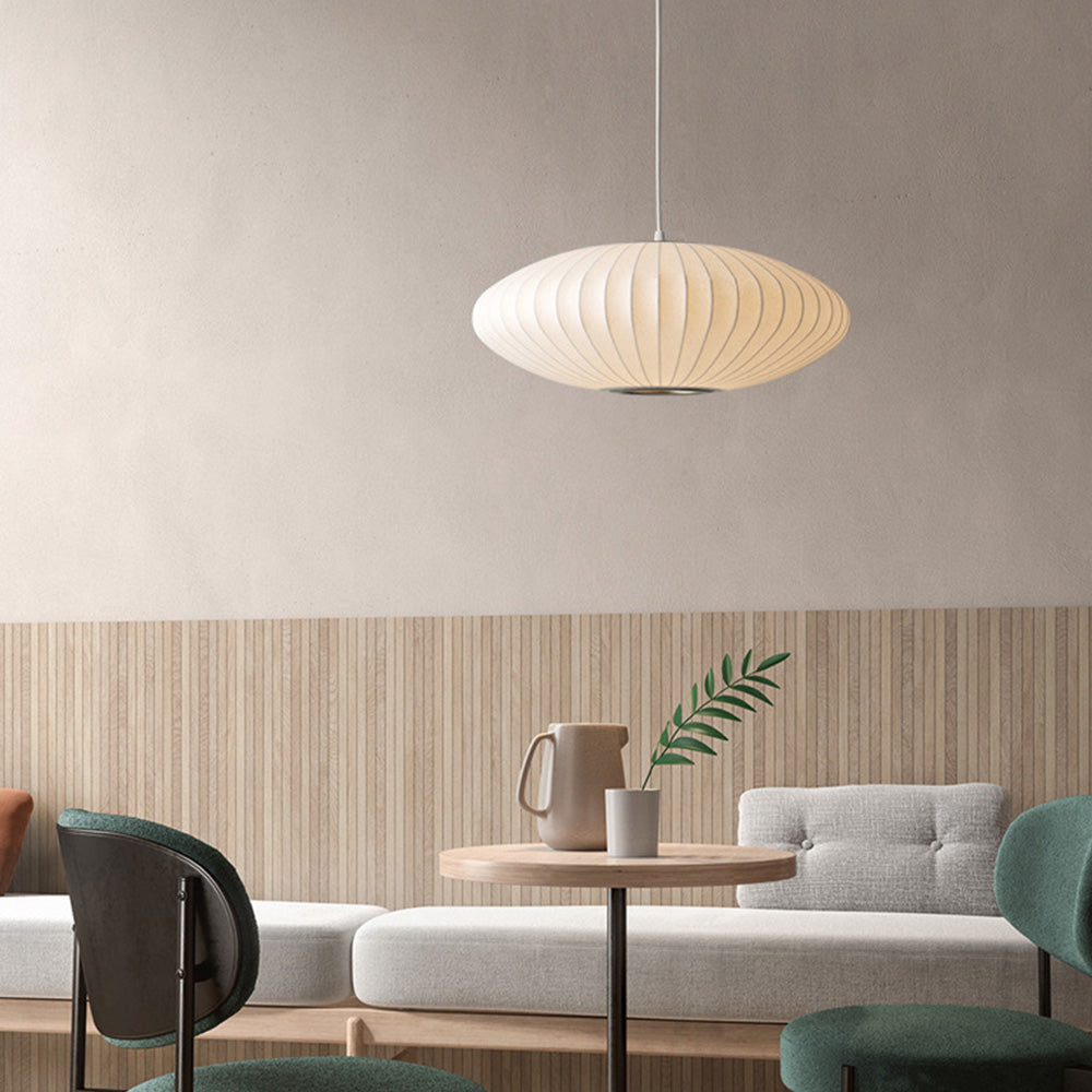 Japandi Stijl Hanglamp – Tijdloze Zijde Plafondlamp