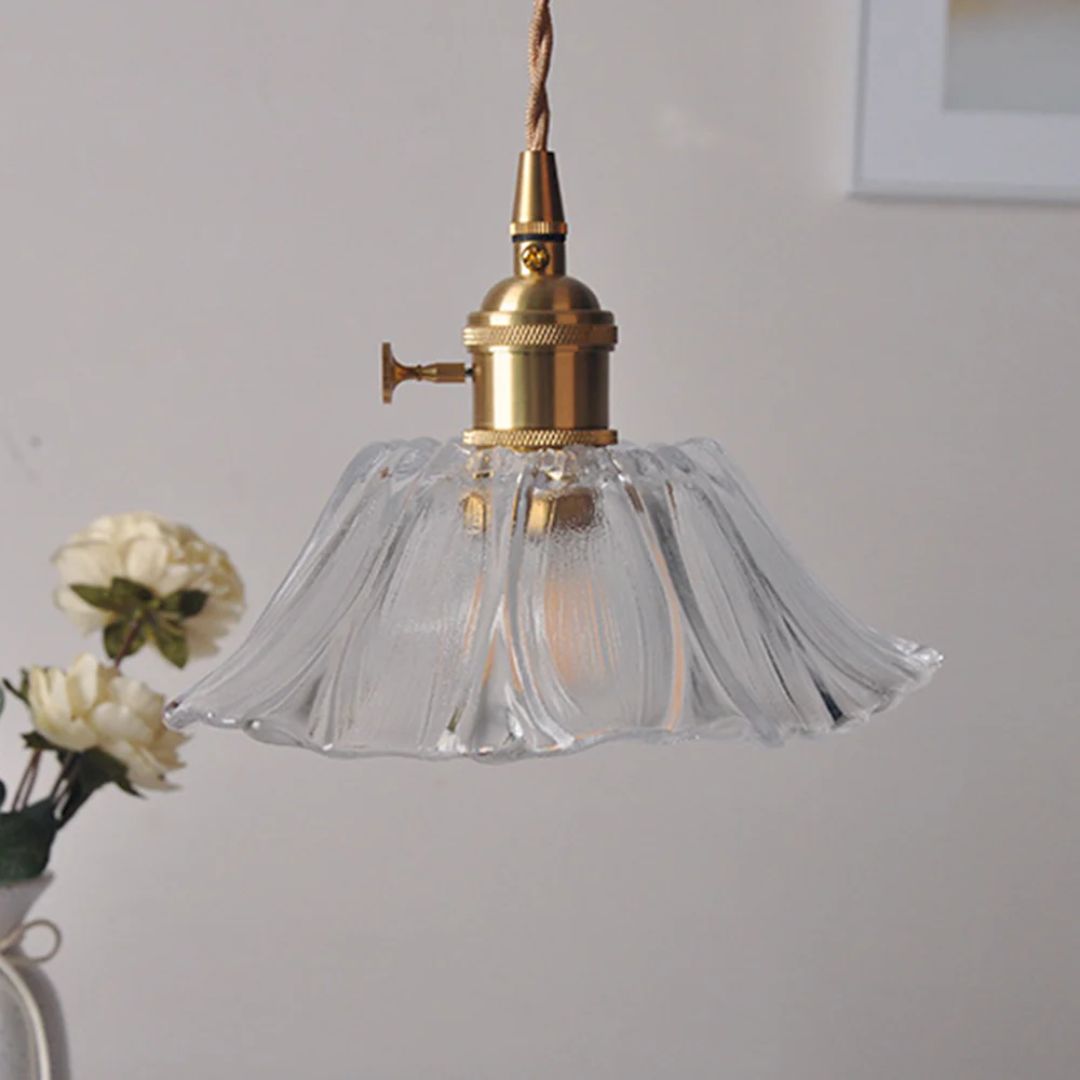 Bloemvorm Hanglamp – Glazen Vintage Plafondlamp