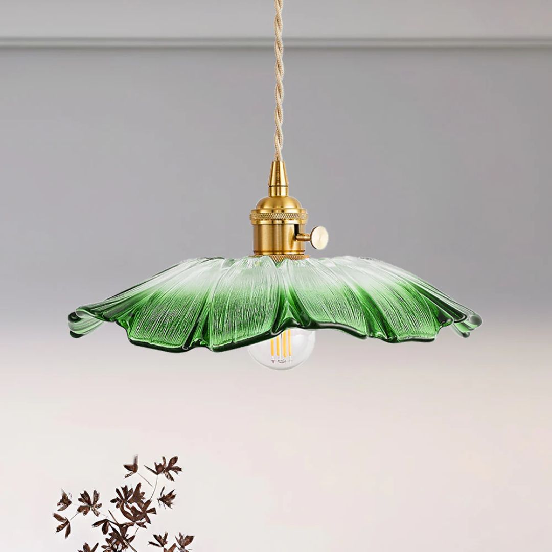Bloemvorm Hanglamp – Glazen Vintage Plafondlamp