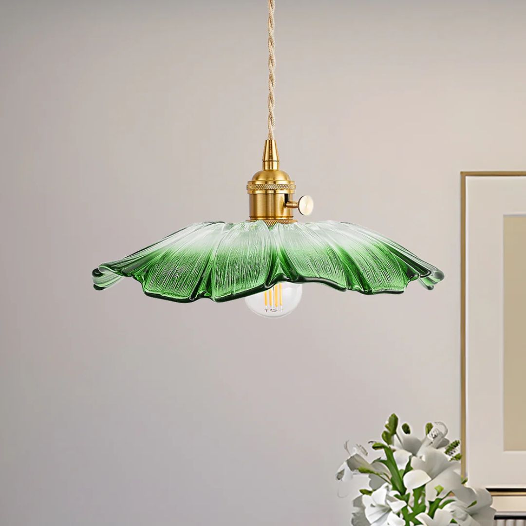 Bloemvorm Hanglamp – Glazen Vintage Plafondlamp