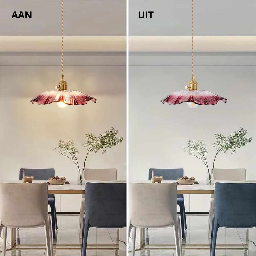 Bloemvorm Hanglamp – Glazen Vintage Plafondlamp
