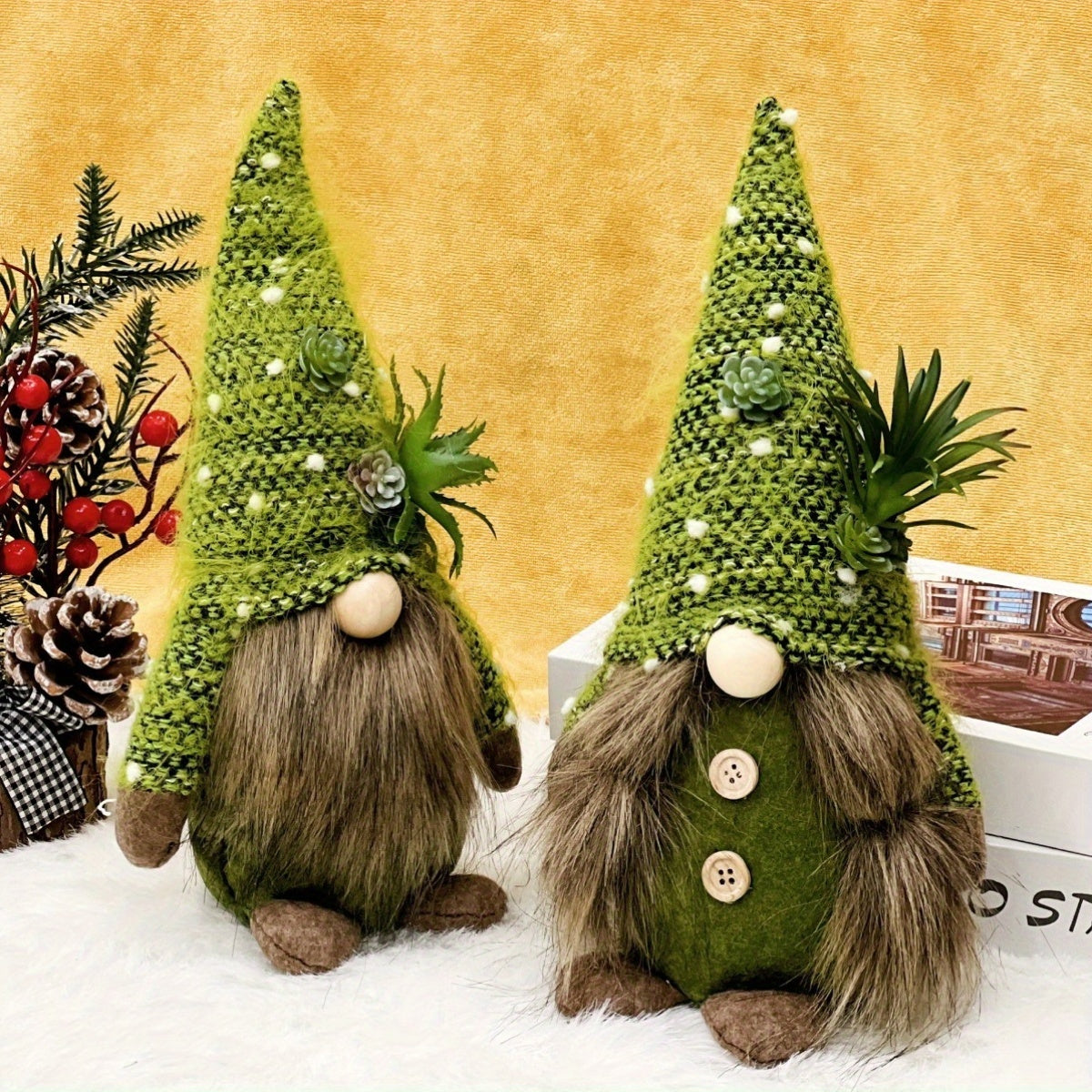 2-Pack Kerst Gnoom - Groene Dwerg Kerstfiguur
