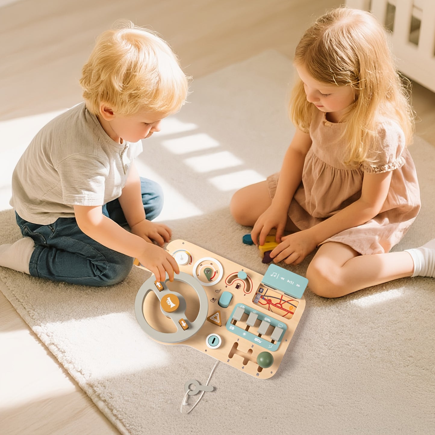 Interactief Houten Dashboard Stuur – Educatief Speelgoed