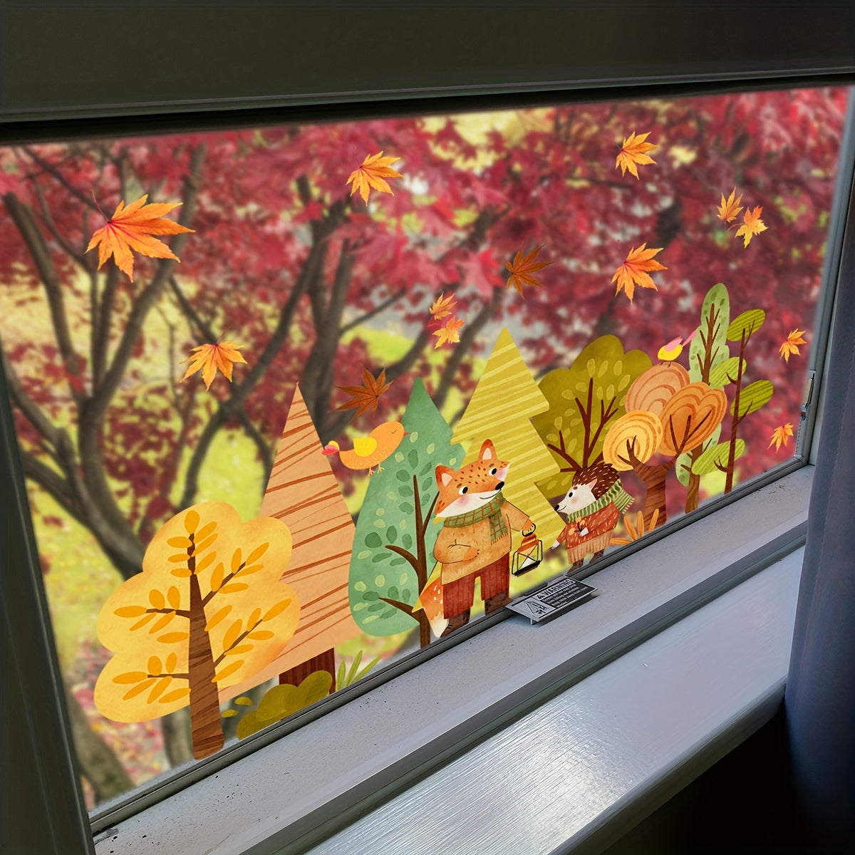Herfst Decoratie – Herbruikbare Dubbelzijdige Raamsticker