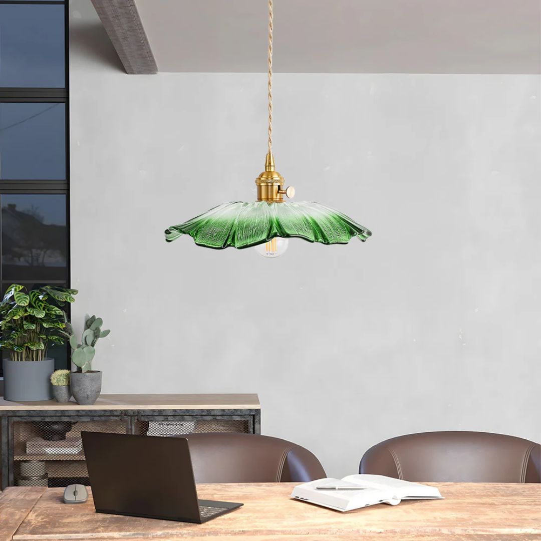 Bloemvorm Hanglamp – Glazen Vintage Plafondlamp
