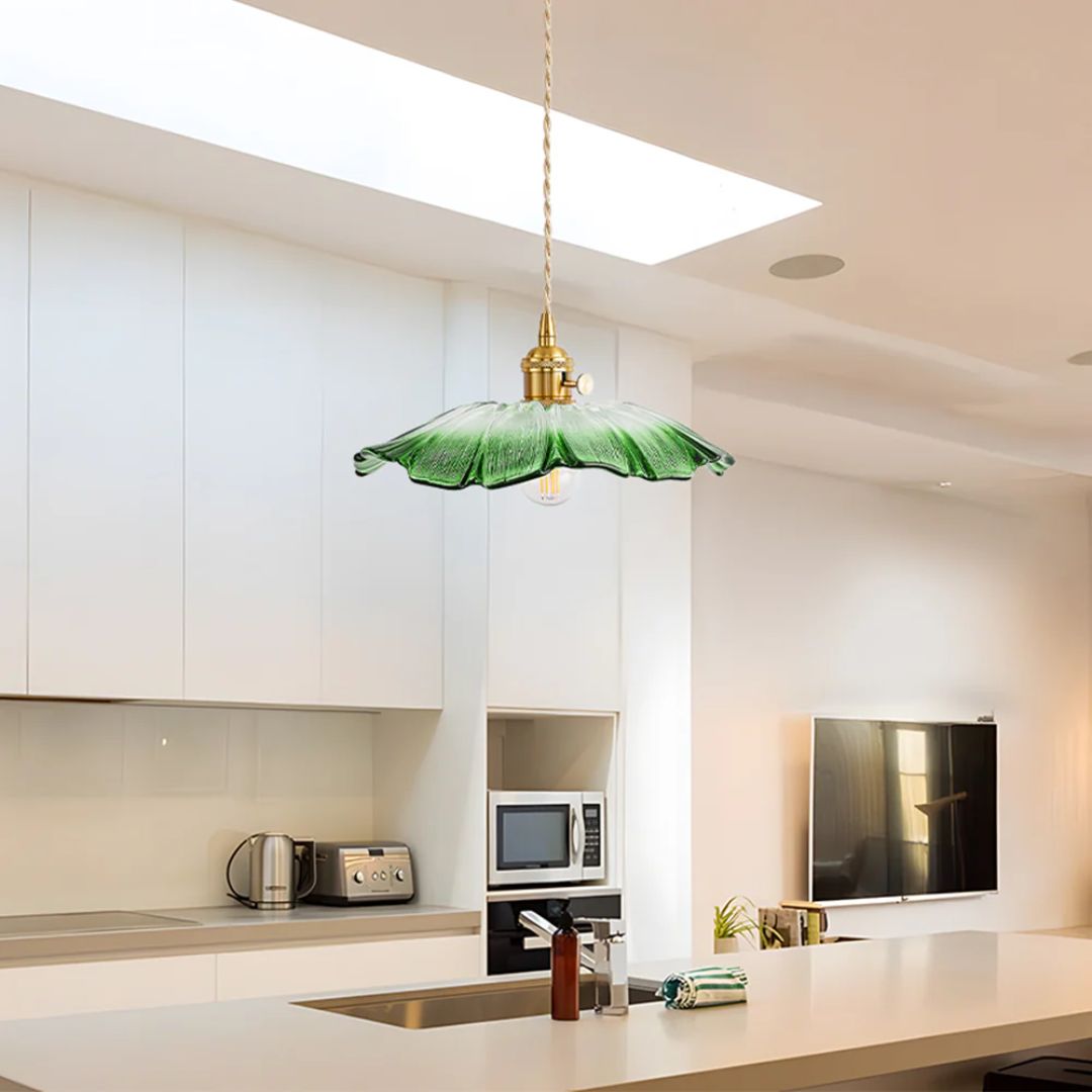 Bloemvorm Hanglamp – Glazen Vintage Plafondlamp