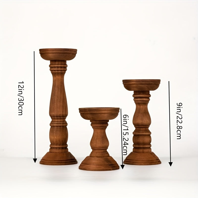 Landelijke Houten Kaarsenhouders Set – Klassieke & Warme Woondecoratie