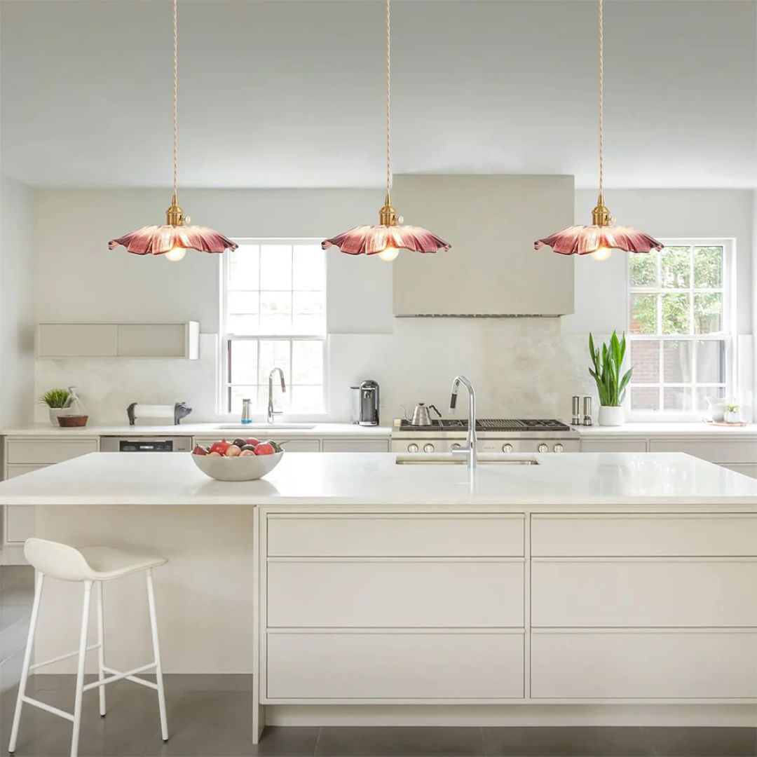 Bloemvorm Hanglamp – Glazen Vintage Plafondlamp