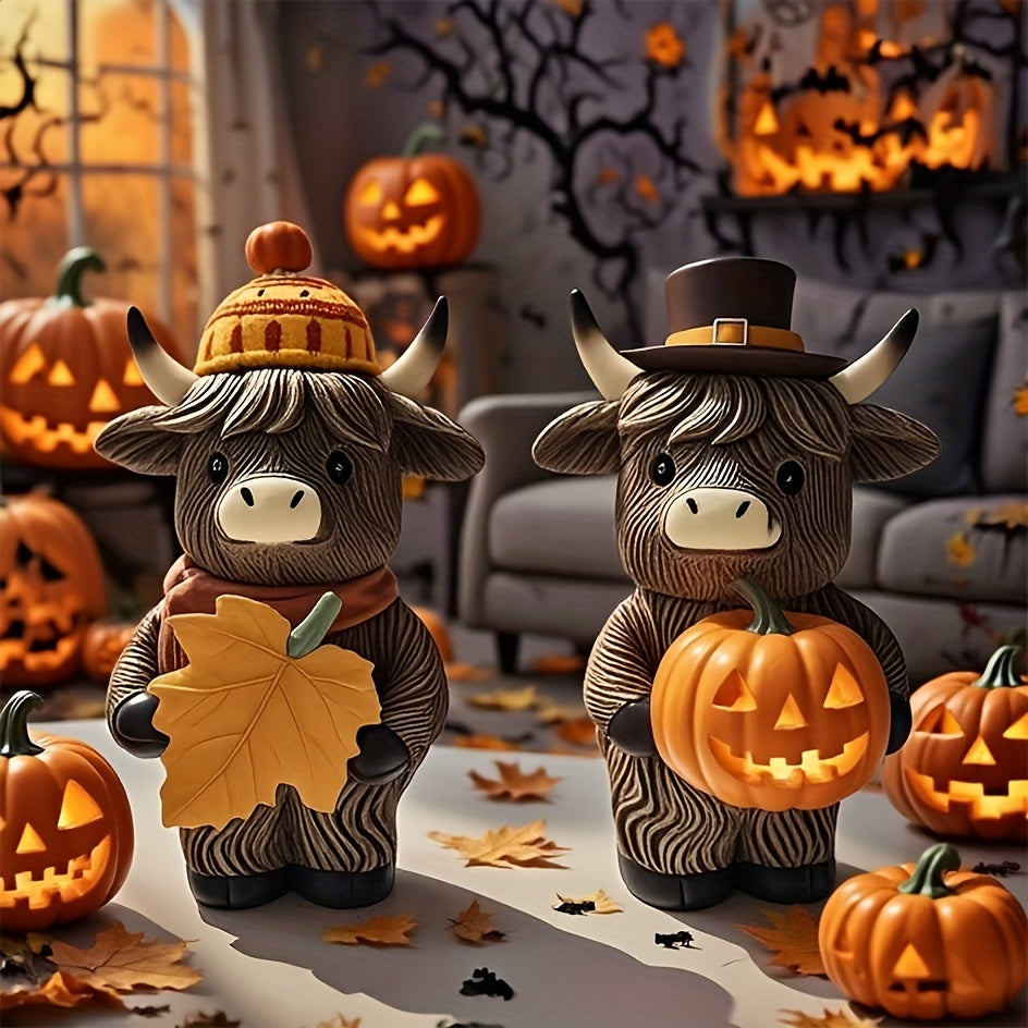 Herfst Decoratie – Set van 2 Koe Beeldjes