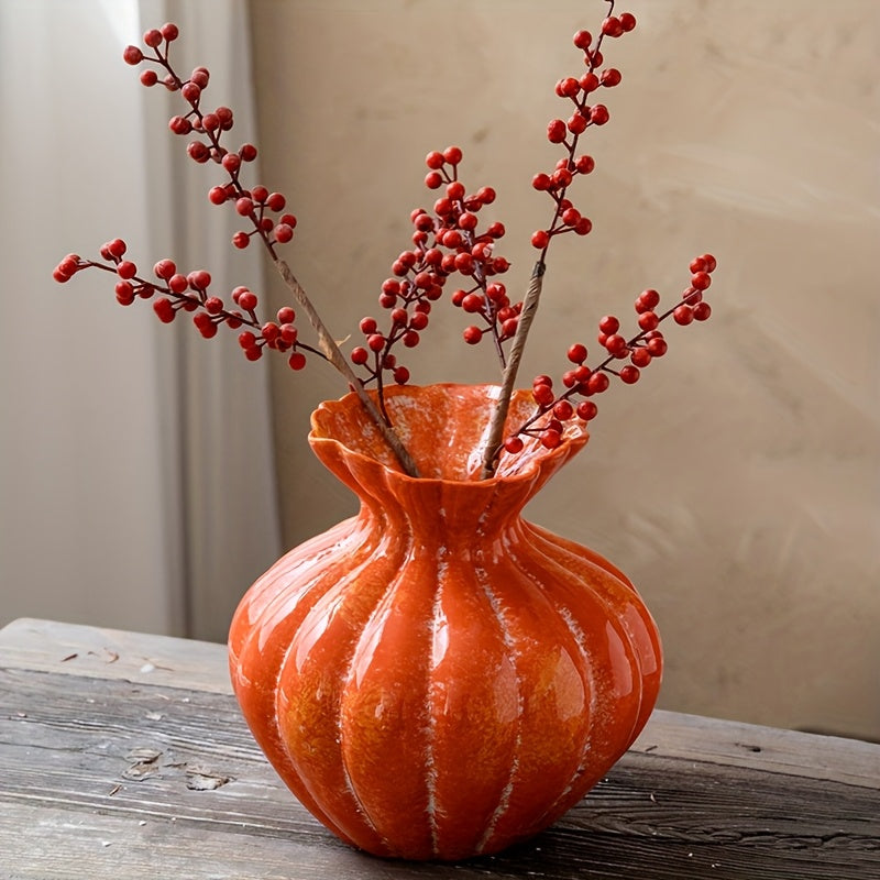 Oranje Pompoen Vaas – Keramische Herfst Decoratie