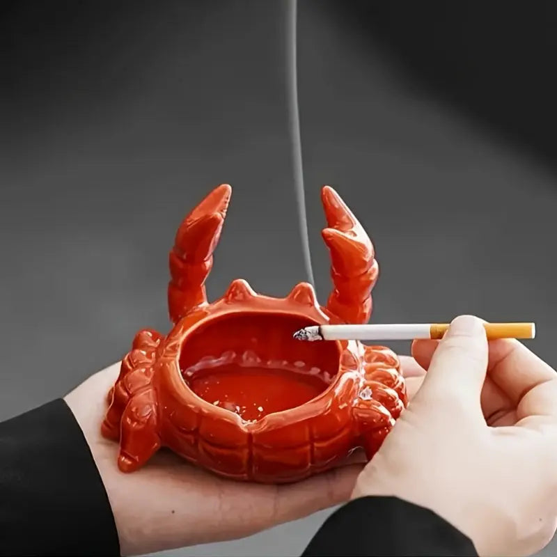 Keramische Krab Asbak met Deksel – Uniek Handgemaakt Design