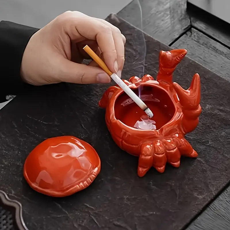 Keramische Krab Asbak met Deksel – Uniek Handgemaakt Design