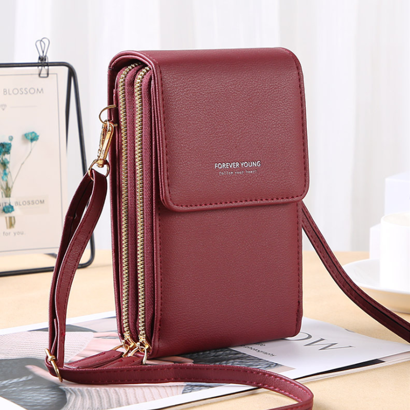 Dames Crossbody Telefoontas – Portemonnee & Schoudertas met Touchscreen Vak