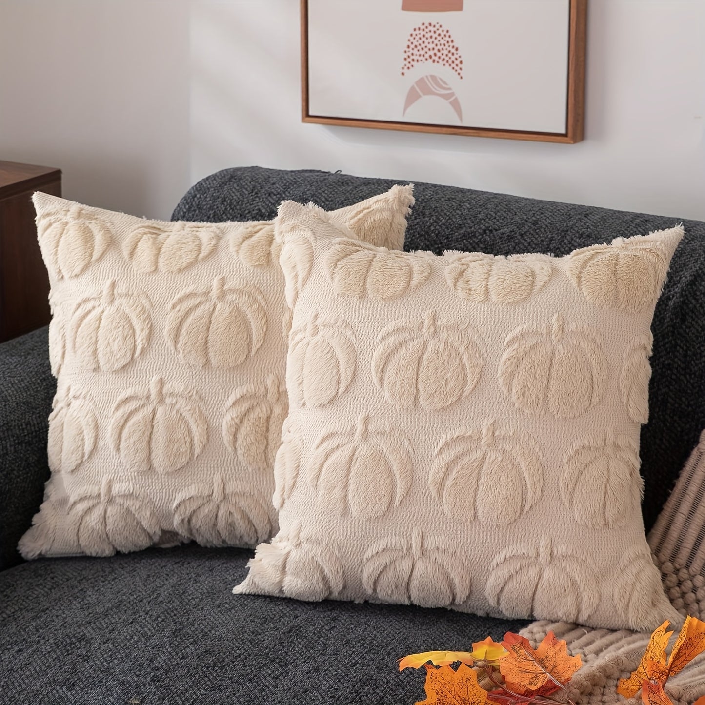 Pompoen Kussenhoezen – Set van 2 Decoratieve Hoezen Herfst