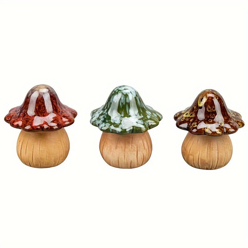 Herfst Decoratie Set – Set van 3 Keramiek Paddenstoelen